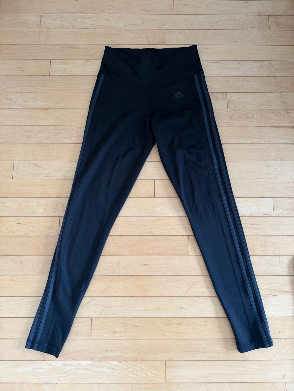 Adidas Climalite Women’s Small Black High Rise 3 Stripe Leggings Athletic Yoga